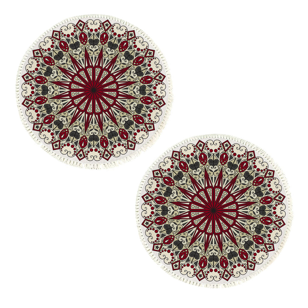 NNEAGS 2X 120cm Mandala Modern Ethnic Tassel Print Anti-slip Doormat, Home Decor