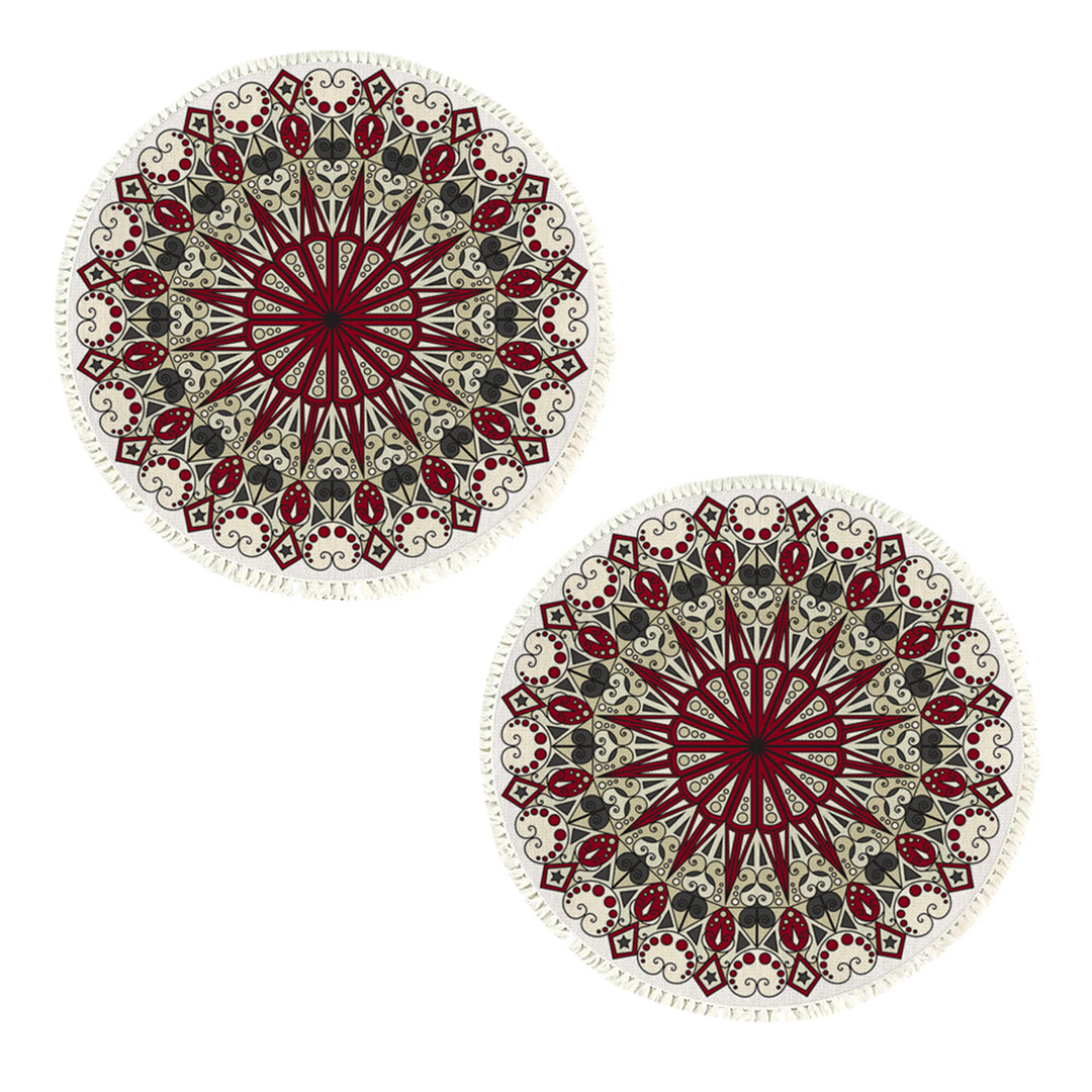 NNEAGS 2X 120cm Mandala Modern Ethnic Tassel Print Anti-slip Doormat, Home Decor