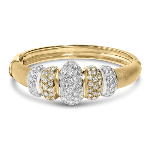 18K Gold 6.00 Cttw Diamond Graduating Dome Bangle Bracelet (G-H Color, VS2-SI1 Clarity)