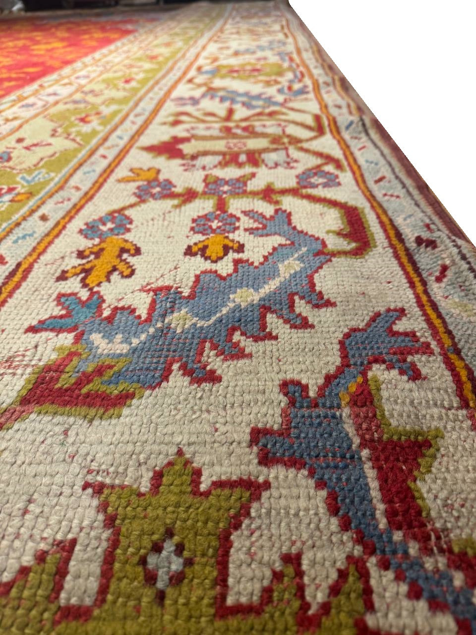 Decorative Rustic Red Color Antique Tribal Center Medallion Design Turkish Oushak Rug 22'3'' X 37''