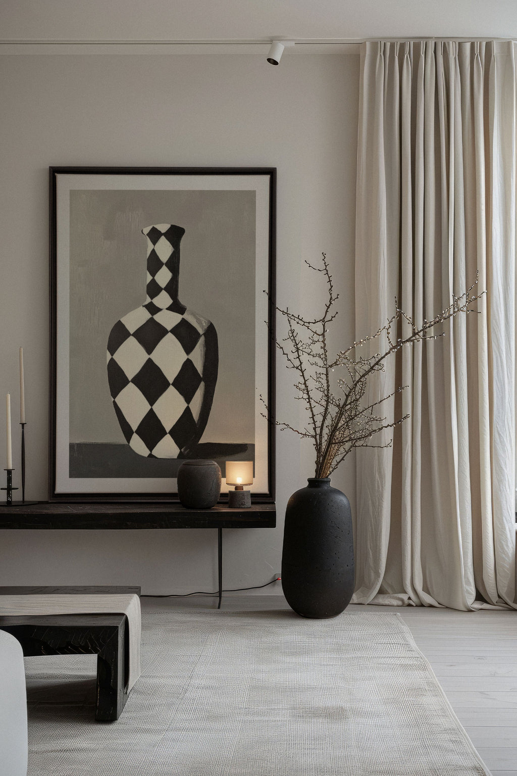VASE EN DAMIER, Oeuvre sur toile étirée