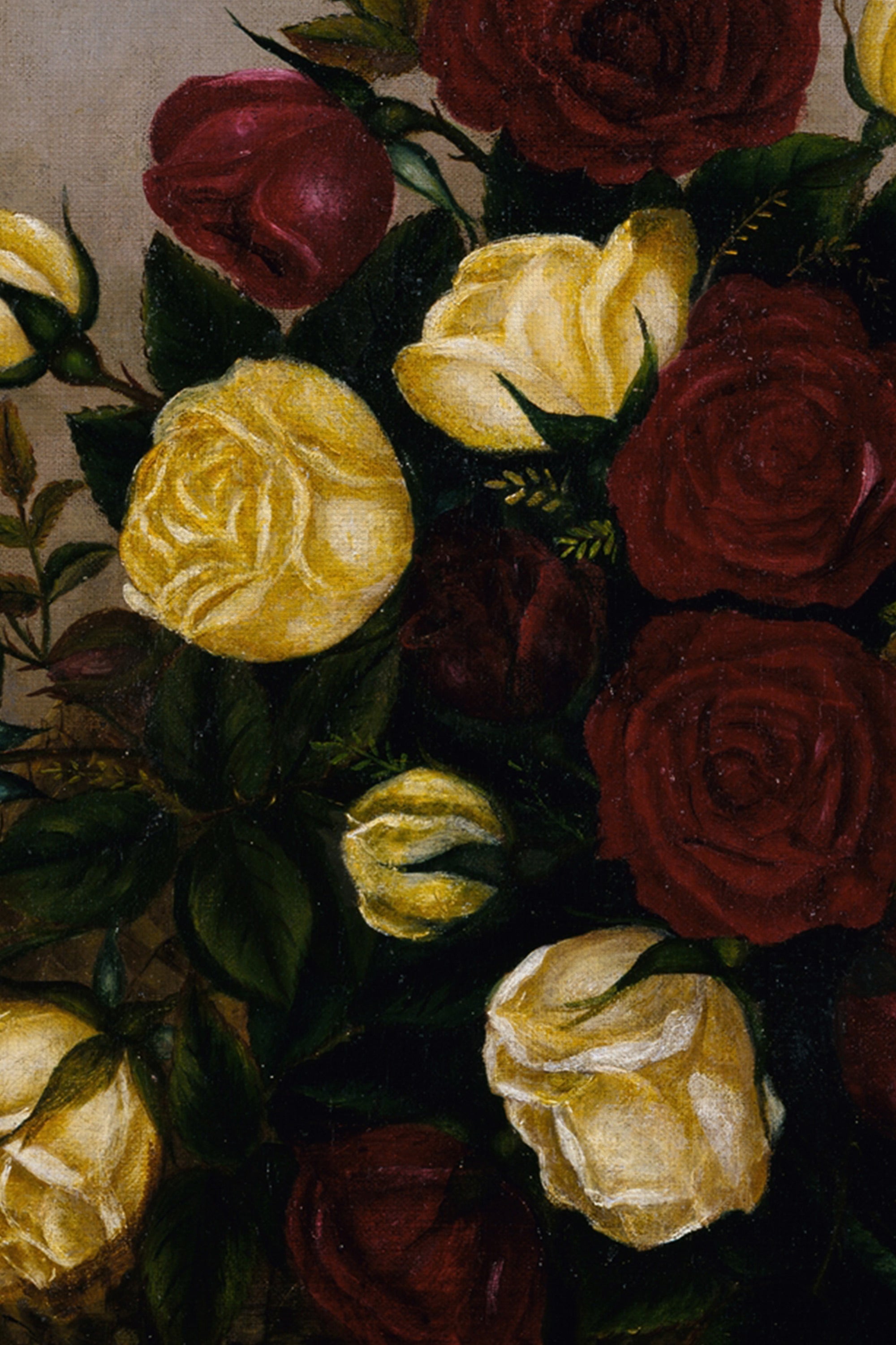 ROSES D'ANTAN, CADRE VINTAGE OR