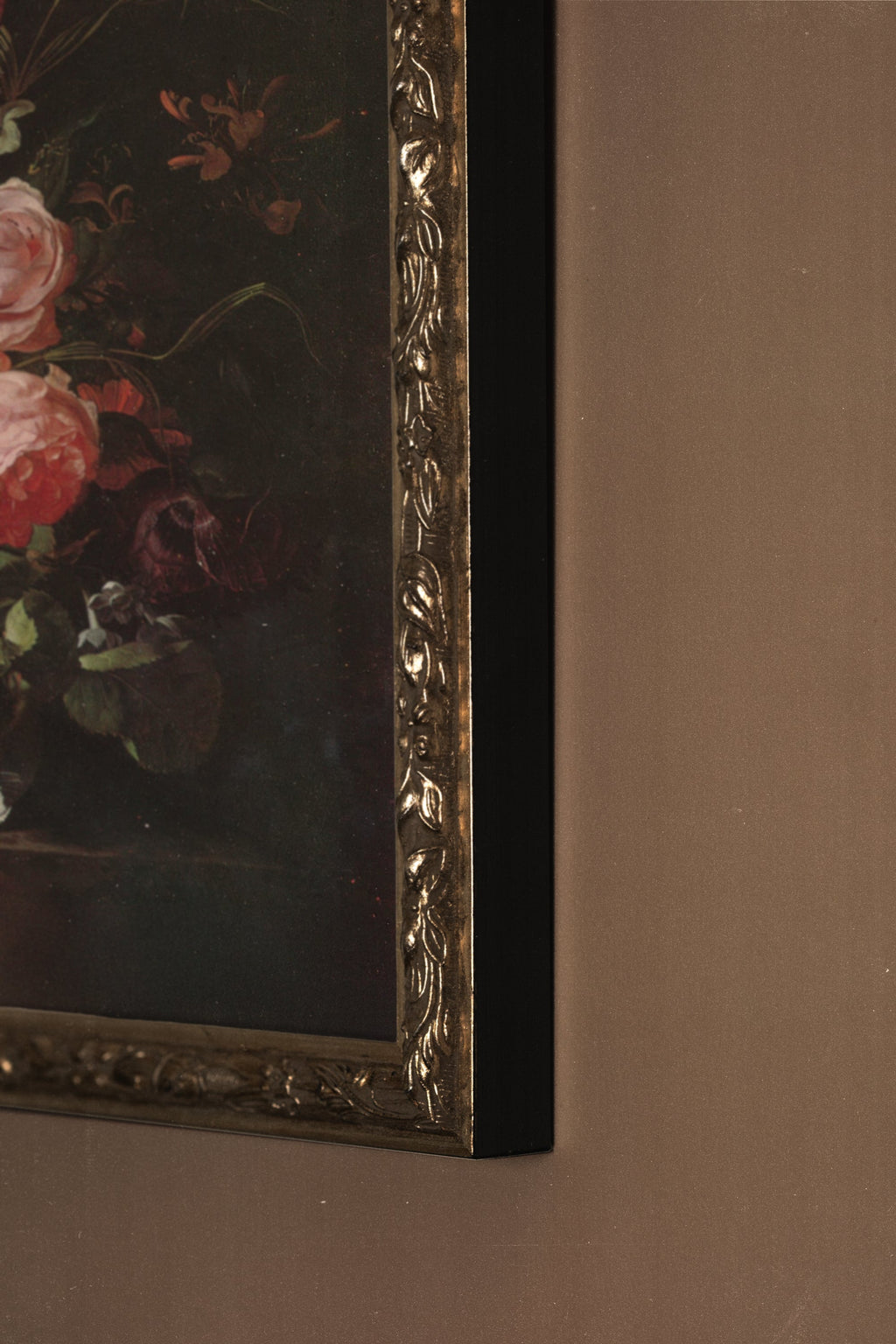BOUQUET BAROQUE, CADRE VINTAGE ARGENT