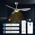 52 Inch Smart WiFi Ceiling Fan With Light And Remote Silver