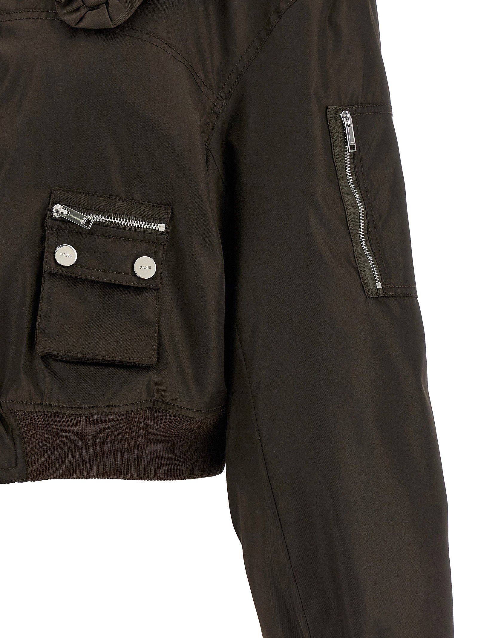 Ganni Duchesse Nylon Bomber Jacket