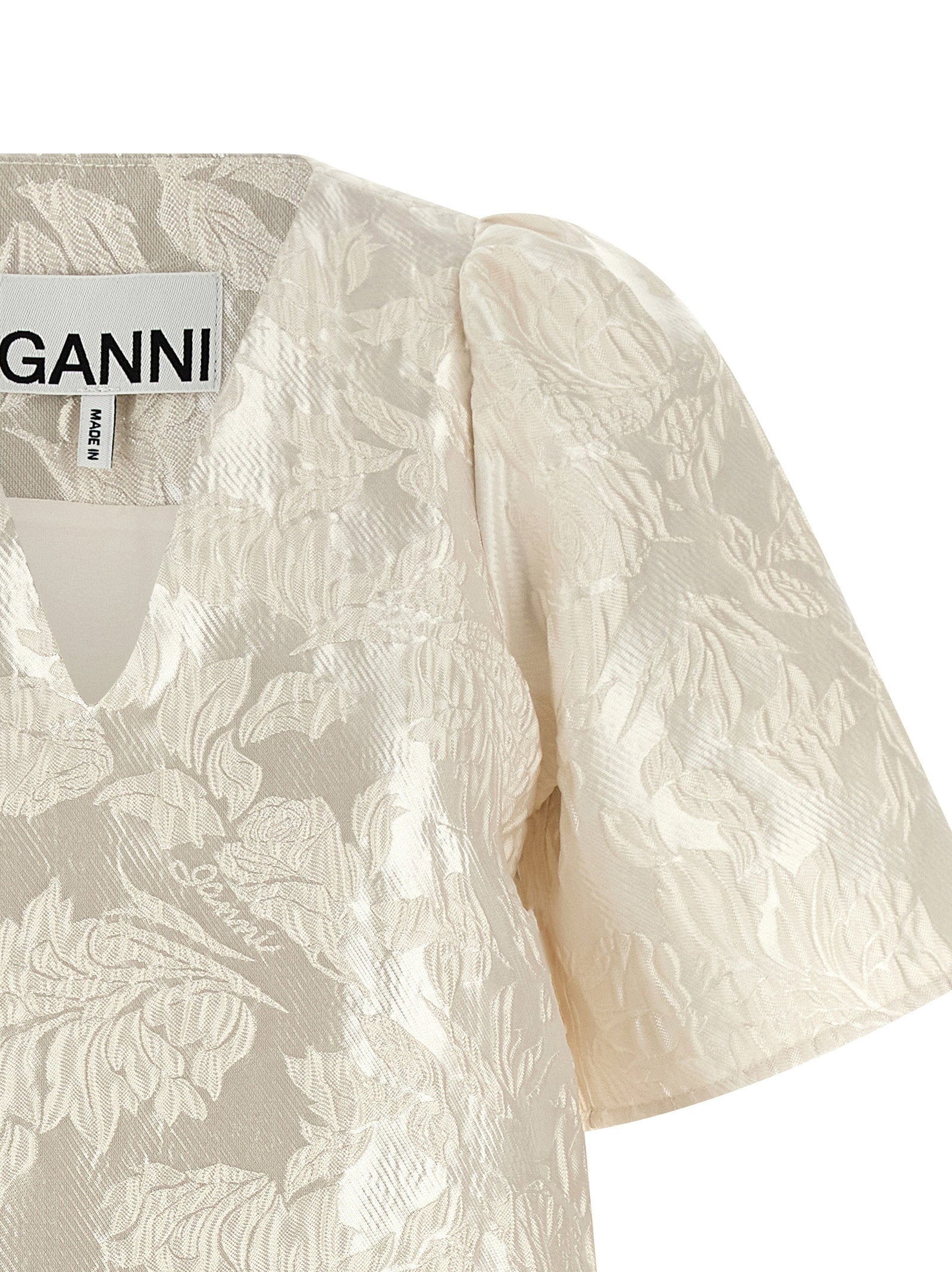 Ganni Satin Cloque Mini Dress