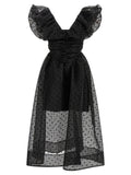 Ganni Black Organza Ruched Dress