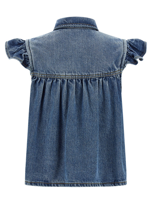 Ganni Denim Ruffle Top