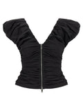 Ganni Black Ruched Top