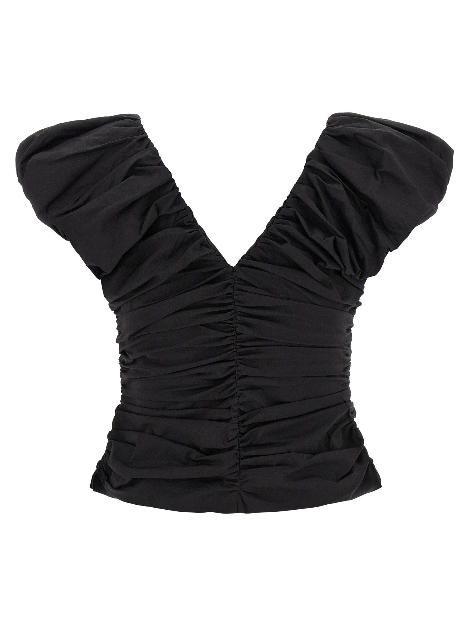 Ganni Black Ruched Top