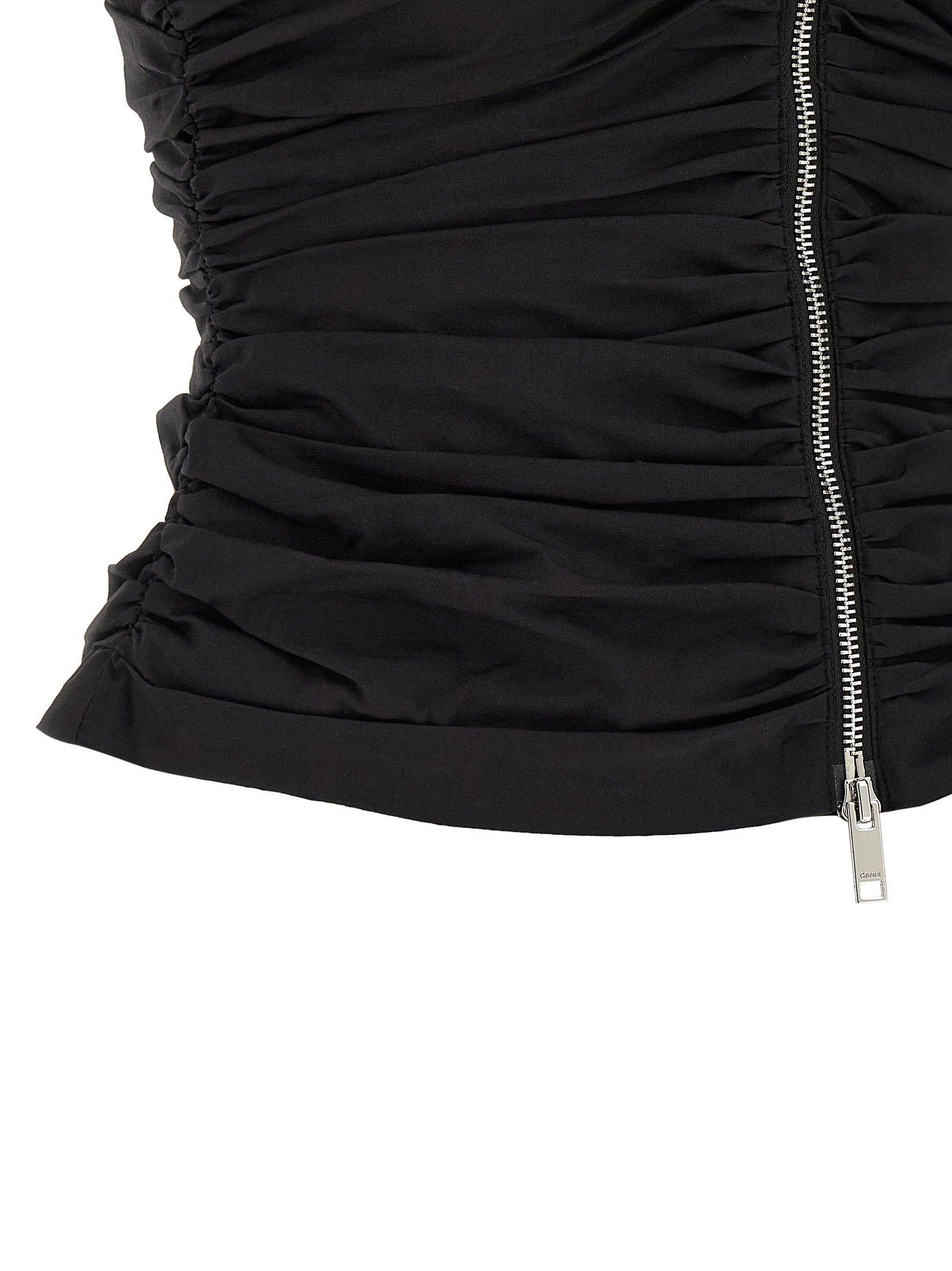 Ganni Black Ruched Top