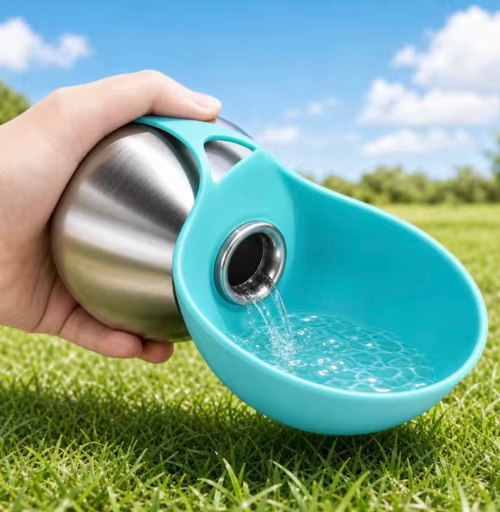 VELORA Stainless Steel 2-in-1 Dog & Cat Water Bottle