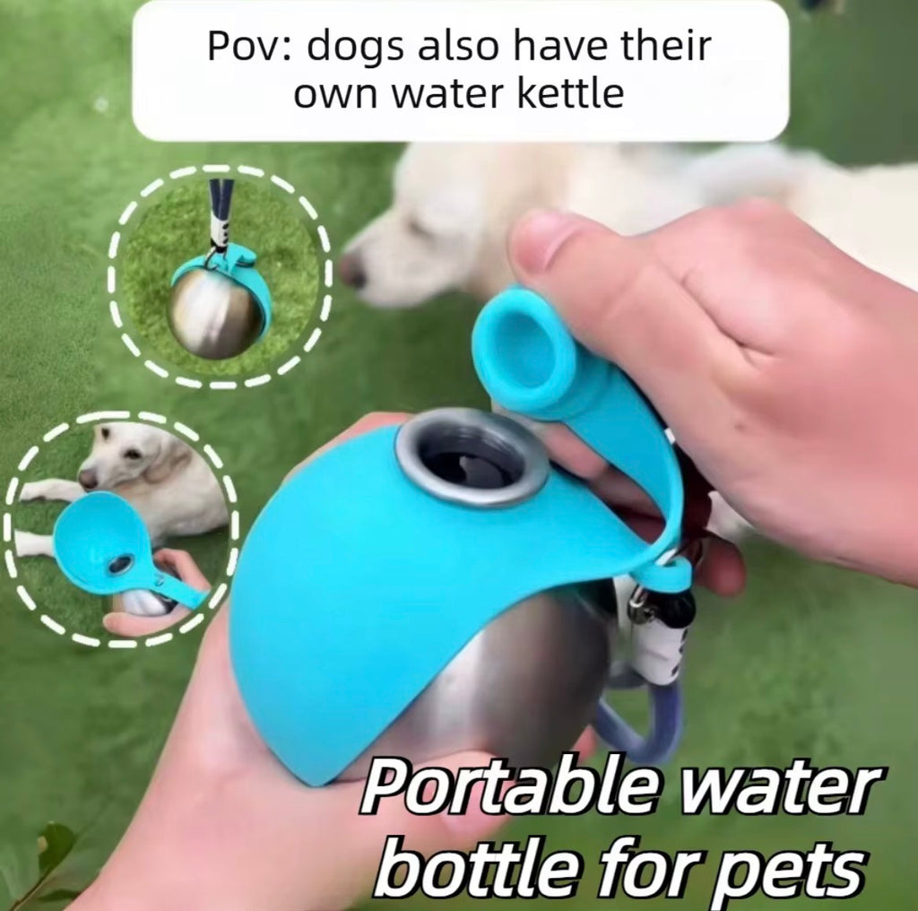 VELORA Stainless Steel 2-in-1 Dog & Cat Water Bottle