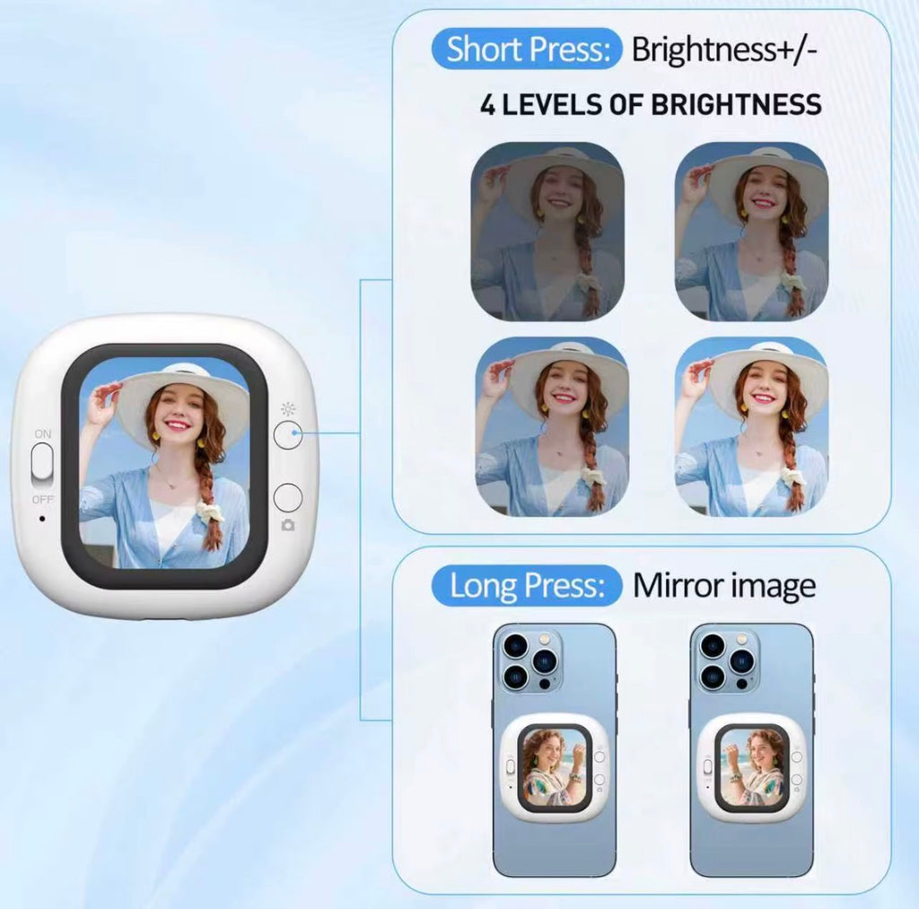VELORA Wireless Rear Camera Monitor — 4" Screen for Vlog & Selfie with Magnetic Phone Holder
