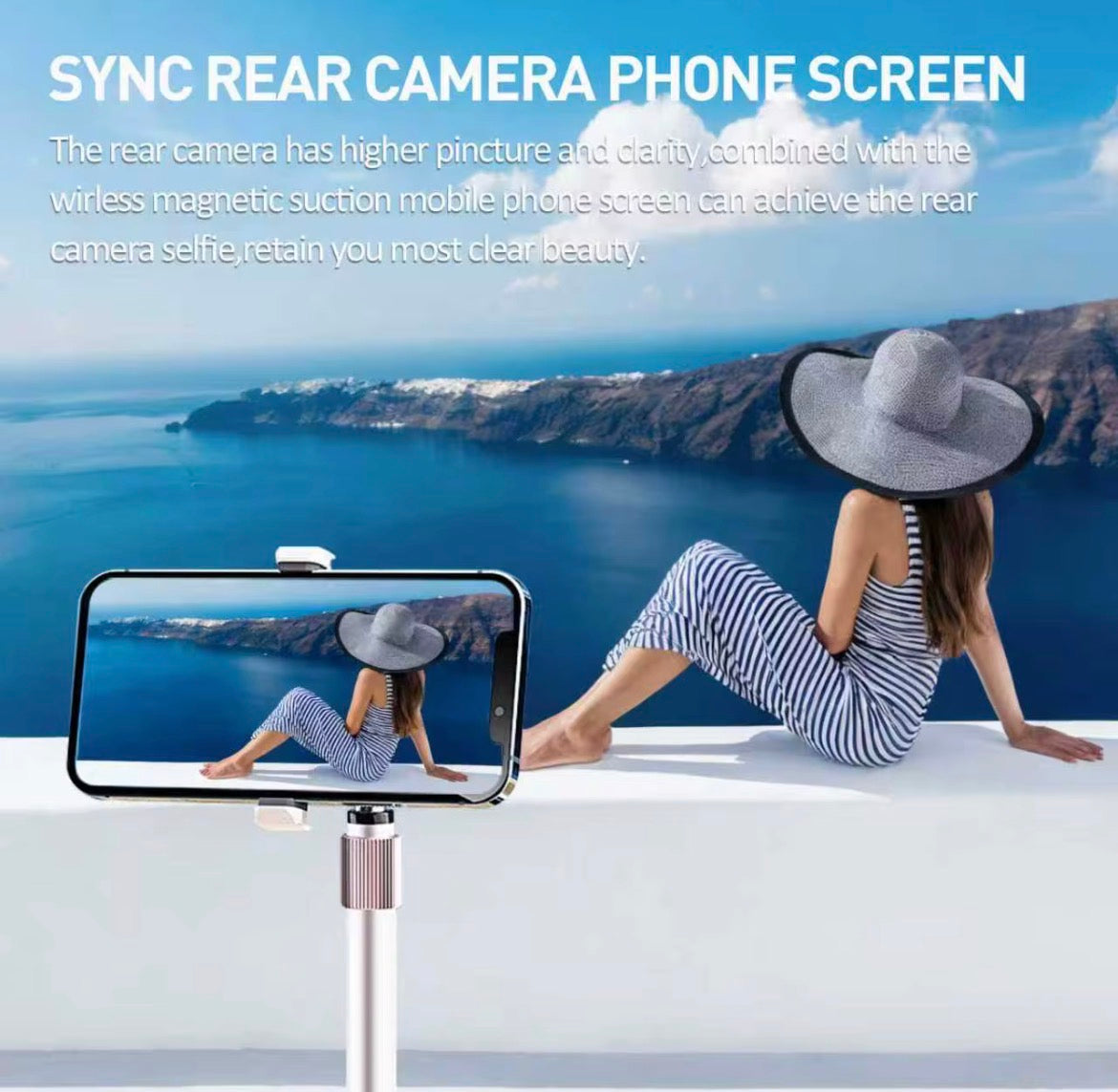 VELORA Wireless Rear Camera Monitor — 4" Screen for Vlog & Selfie with Magnetic Phone Holder