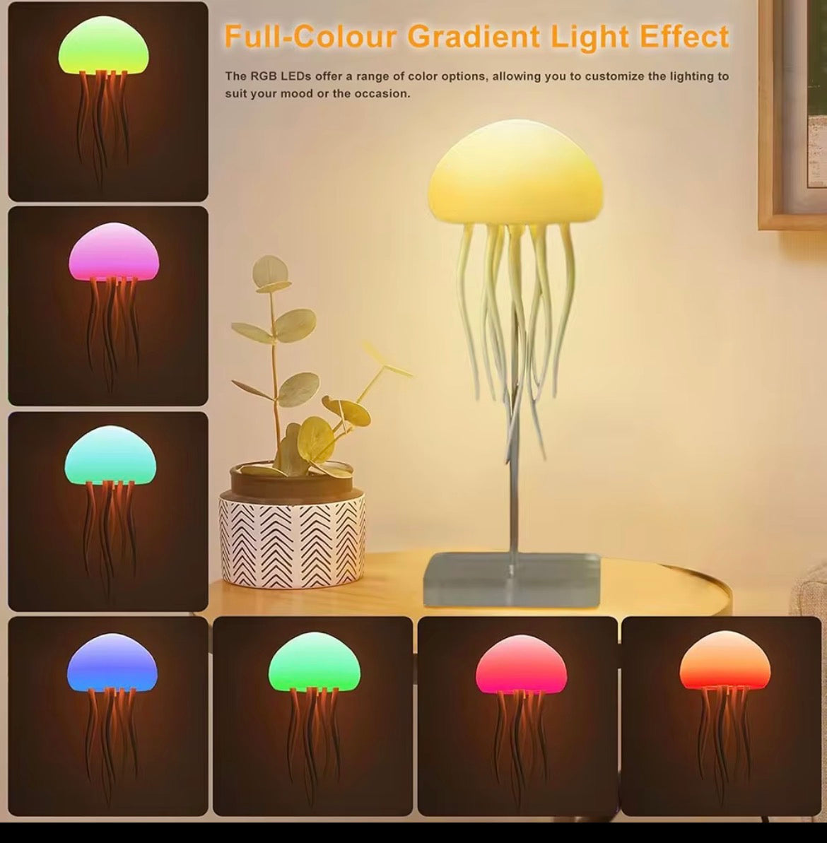VELORA Jellyfish RGB Table Lamp — Voice Control, Stepless Dimming & Wireless