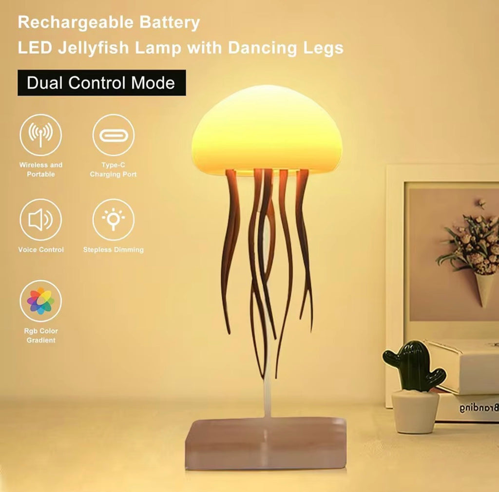 VELORA Jellyfish RGB Table Lamp — Voice Control, Stepless Dimming & Wireless