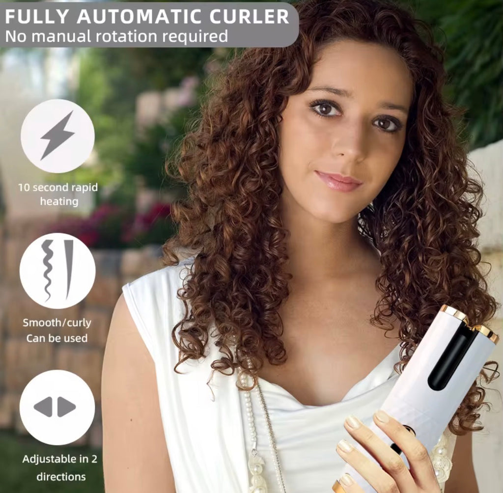 VELORA Mini Cordless Automatic Curling Iron — Portable Travel Hair Curler