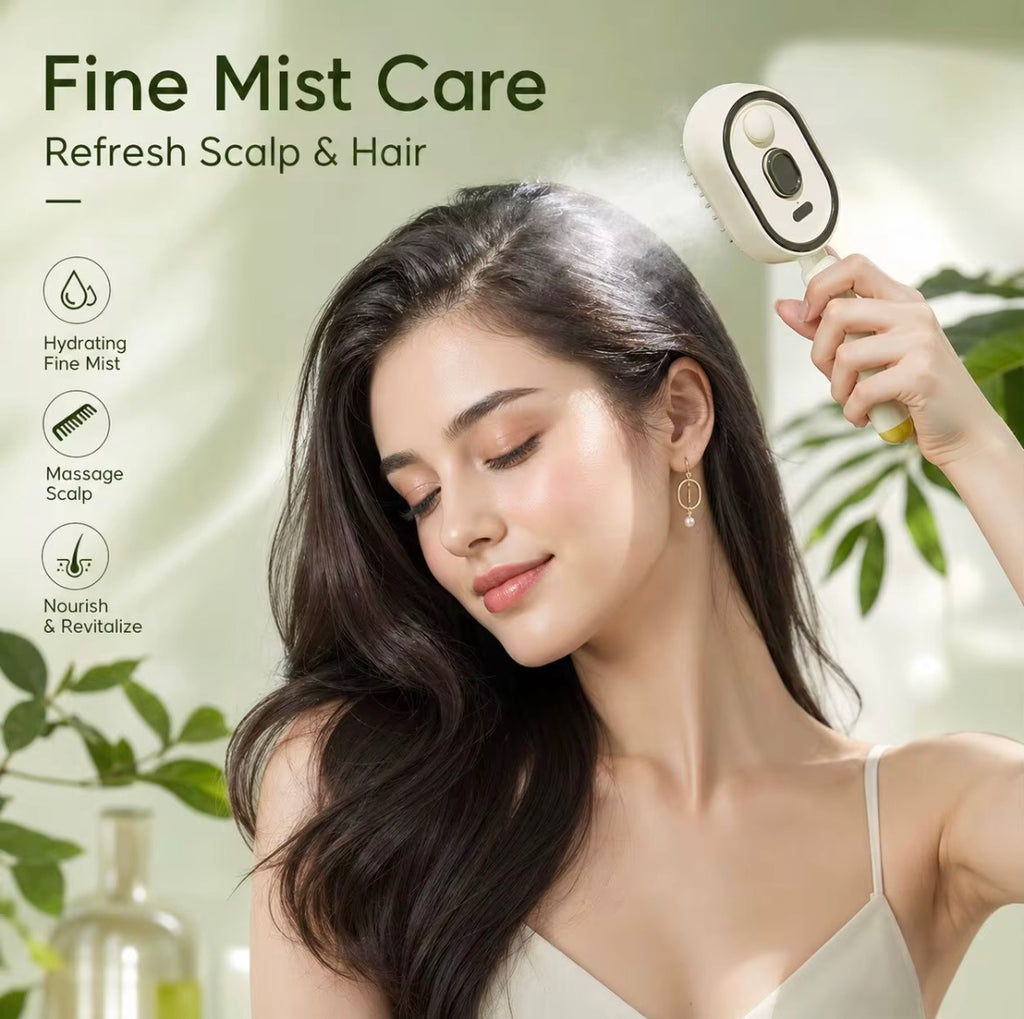 VELORA Steam Hair Brush — Spray Air Cushion Massage Comb with Essential Oil