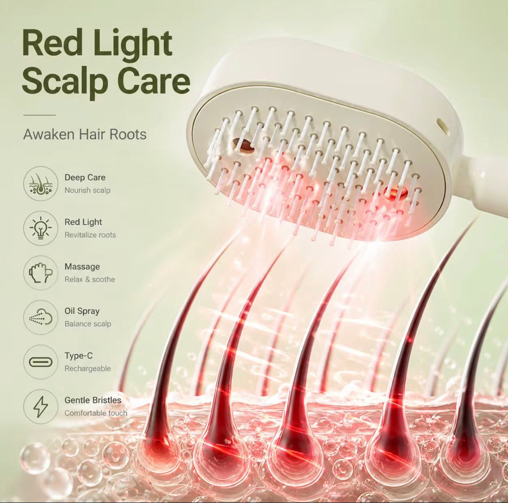 VELORA Steam Hair Brush — Spray Air Cushion Massage Comb with Essential Oil