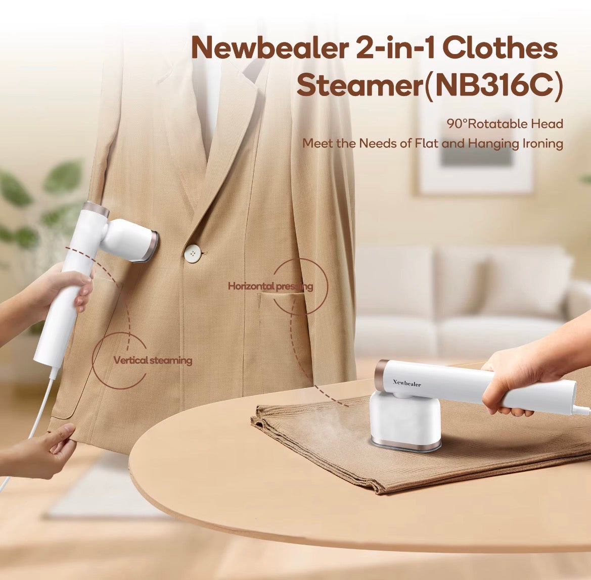 VELORA 1200W Fast Heating Electric Handheld Garment Steamer