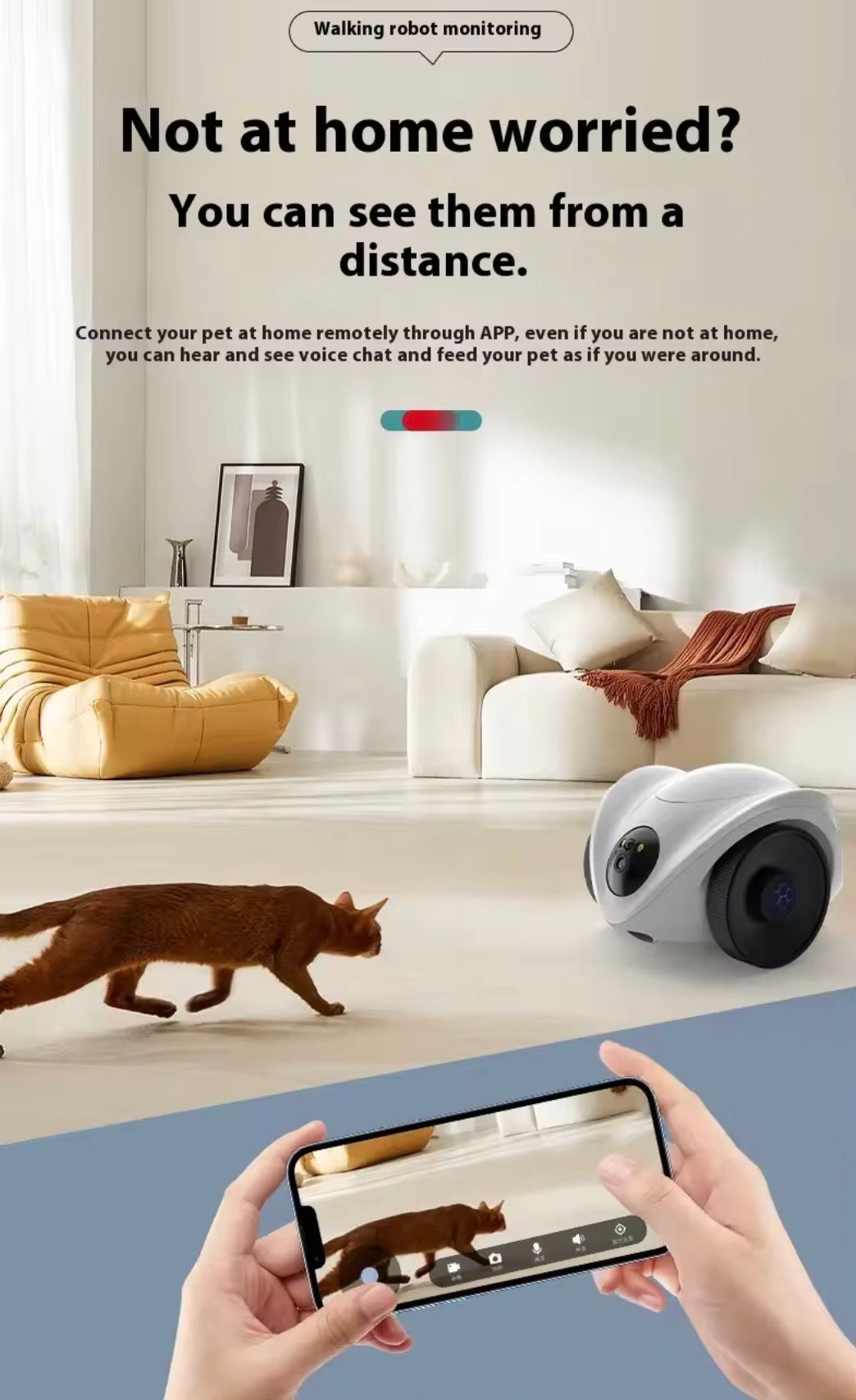 VELORA V360 Pro Smart Pet Robot — HD Night Vision Camera & Auto Food Feeder