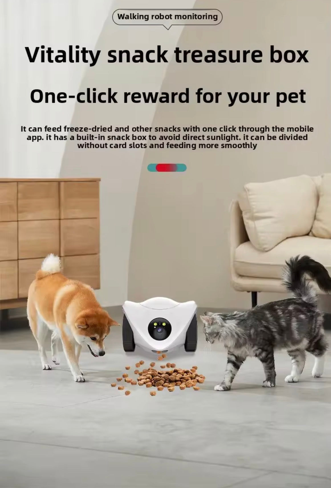 VELORA V360 Pro Smart Pet Robot — HD Night Vision Camera & Auto Food Feeder