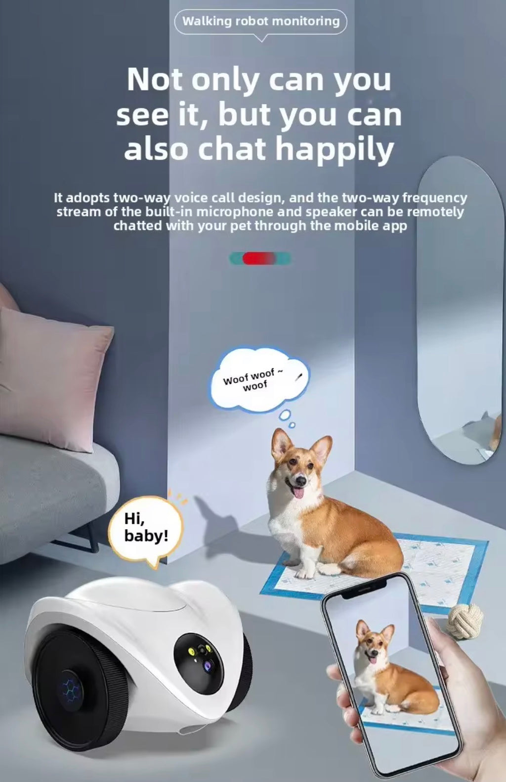 VELORA V360 Pro Smart Pet Robot — HD Night Vision Camera & Auto Food Feeder