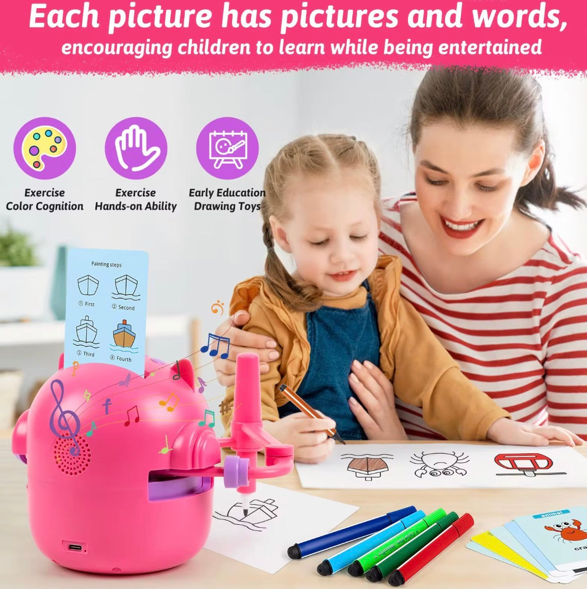 VELORA Smart AI Drawing Robot for Kids — Educational Painting & Learning Toy