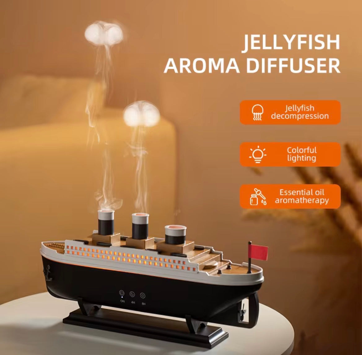 VELORA Jellyfish-Shaped Smoke Ring Aromatherapy Diffuser — Desktop Silent Ultrasonic High-Mist Humidifier