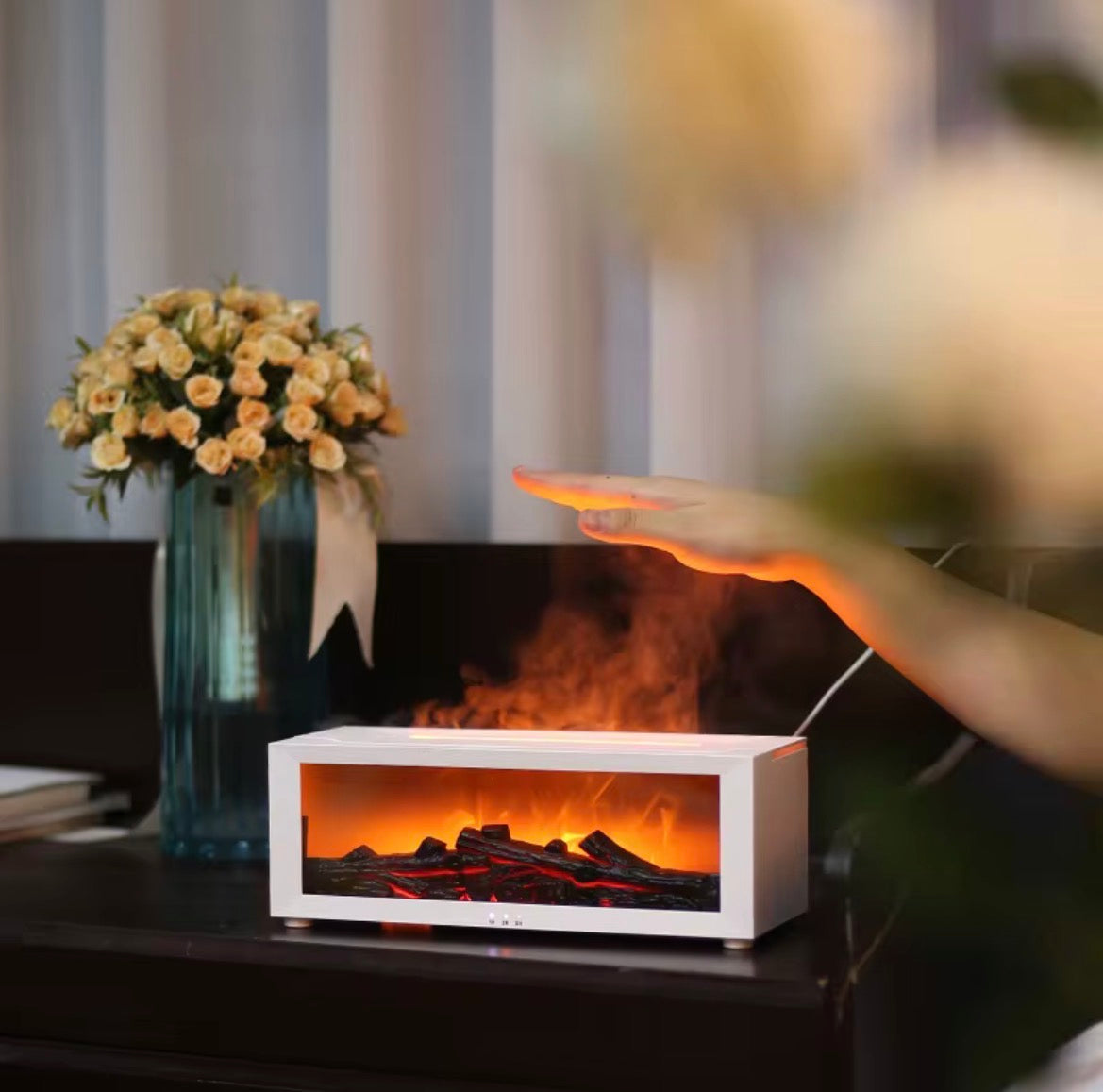 VELORA Flame Smart Aroma Diffuser | Fireplace Light Simulation