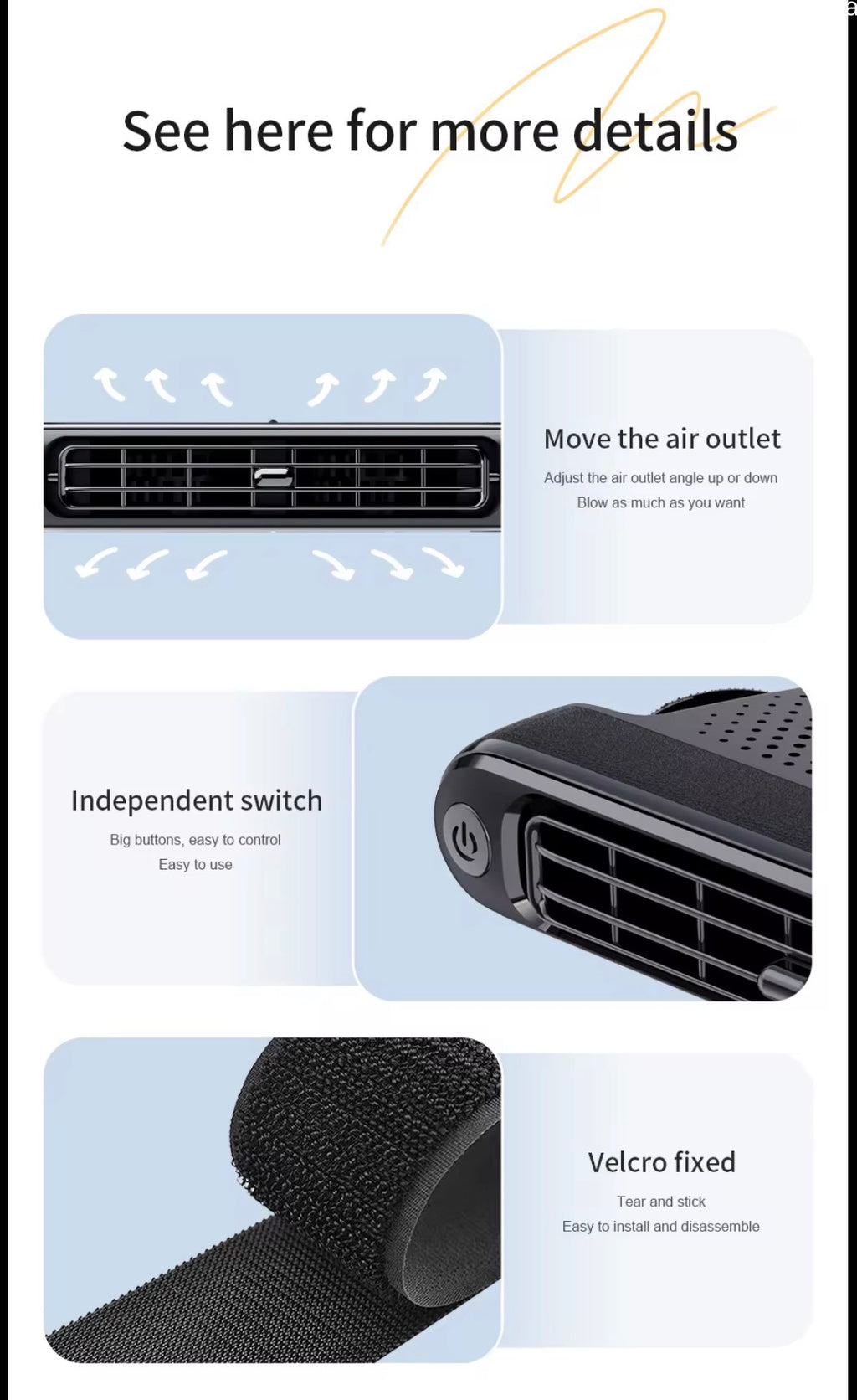 VELORA Dual Turbo Car Seat Back Fan
