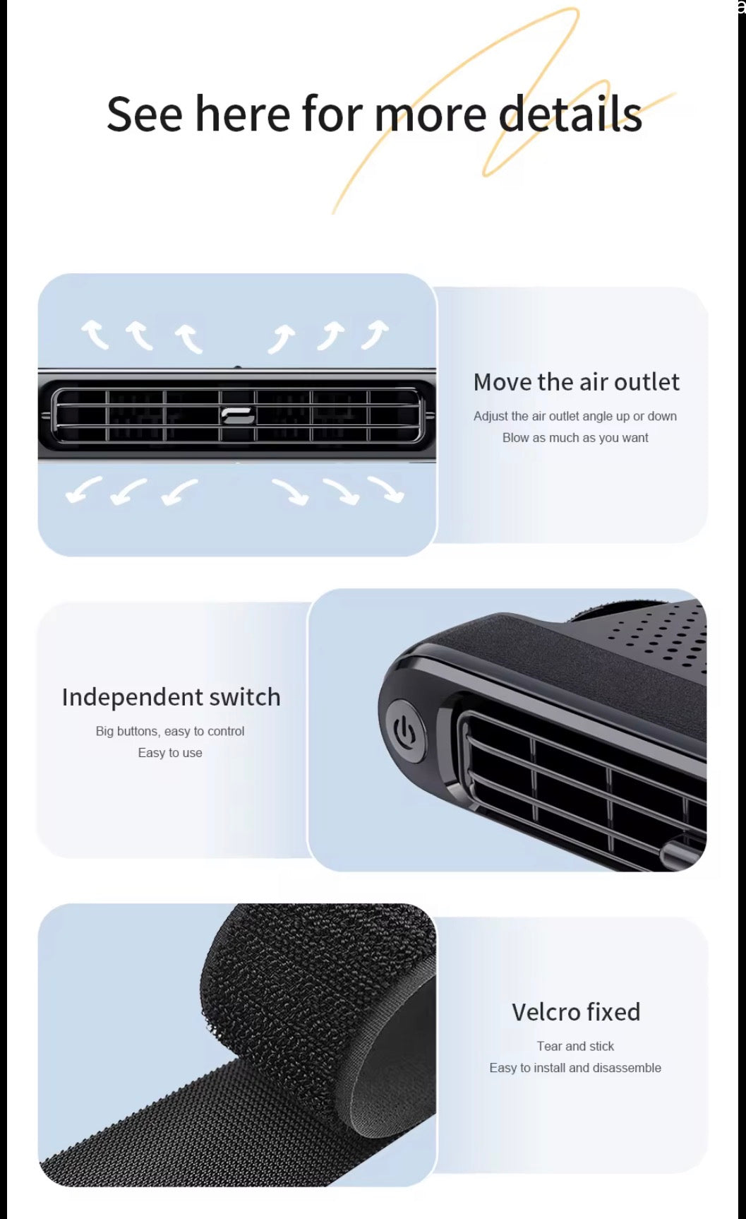 VELORA Dual Turbo Car Seat Back Fan