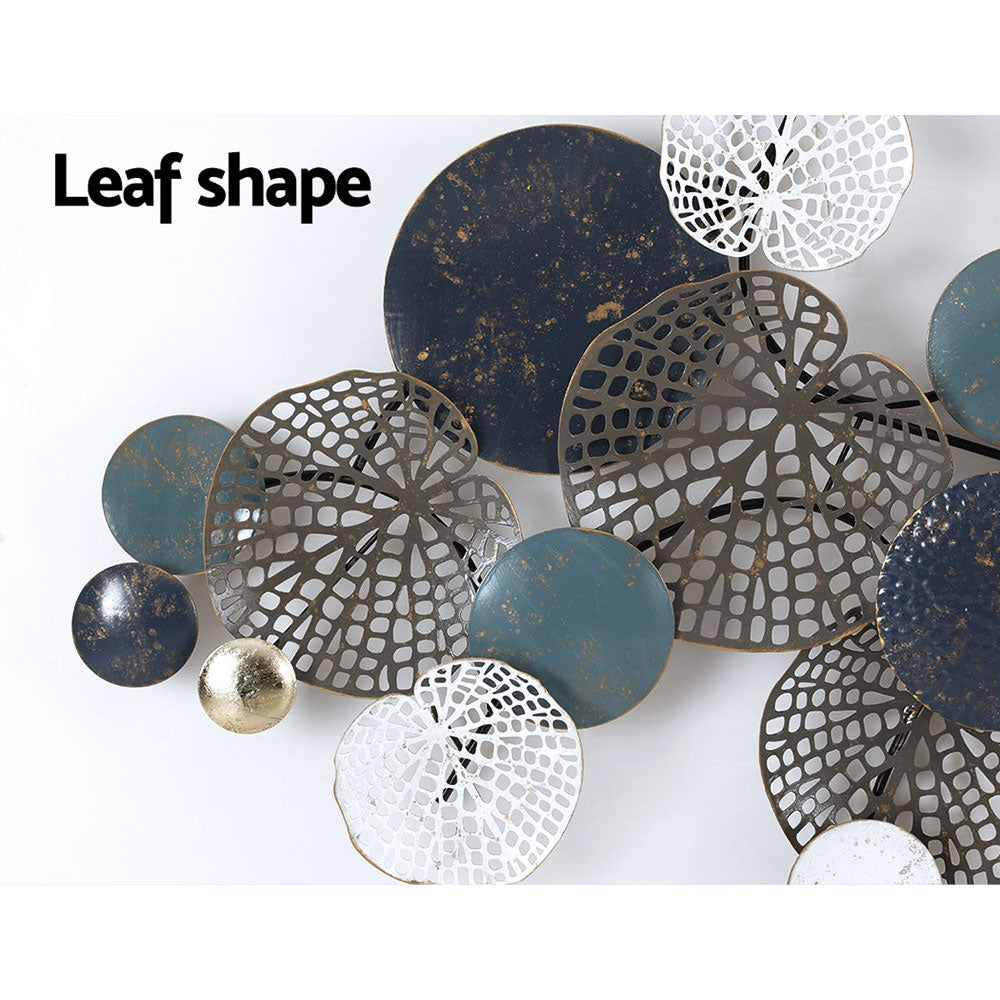 NNEDSZ Metal Wall Art Hanging Sculpture 132cm Home Decor Leaf Circles Blue