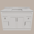 48-Inch Shaker Bathroom Vanity — White or Gray | Plywood Cabinet, Solid-Wood Doors, Soft-Close 3-Way Clip-On Hinges