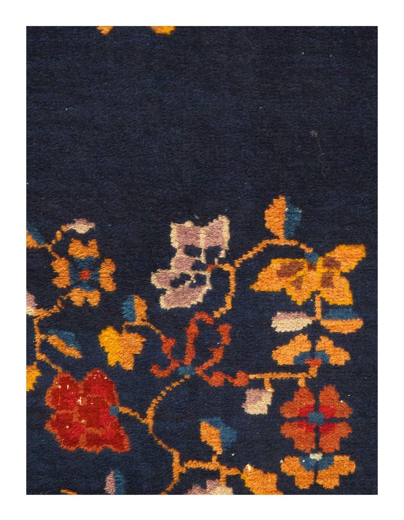 Canvello Genuine Handmade Rug Navy Blue Salmon Vintage Chinese Art Deco Area Rug for Living Room Home Decor Antique Rug - 4'2'' X 5'11''