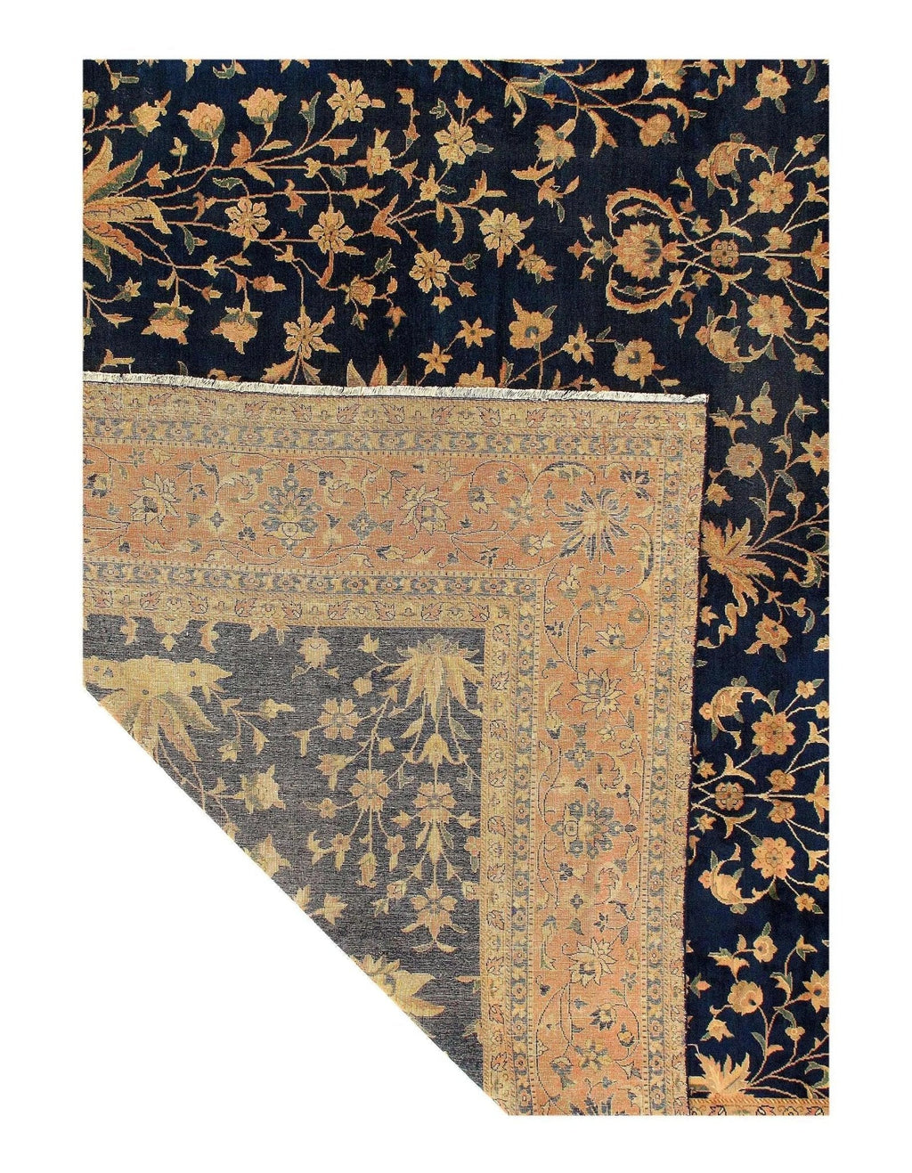 Canvello Navy Blue Fine Hand knotted Antique larestan 11'X 24'