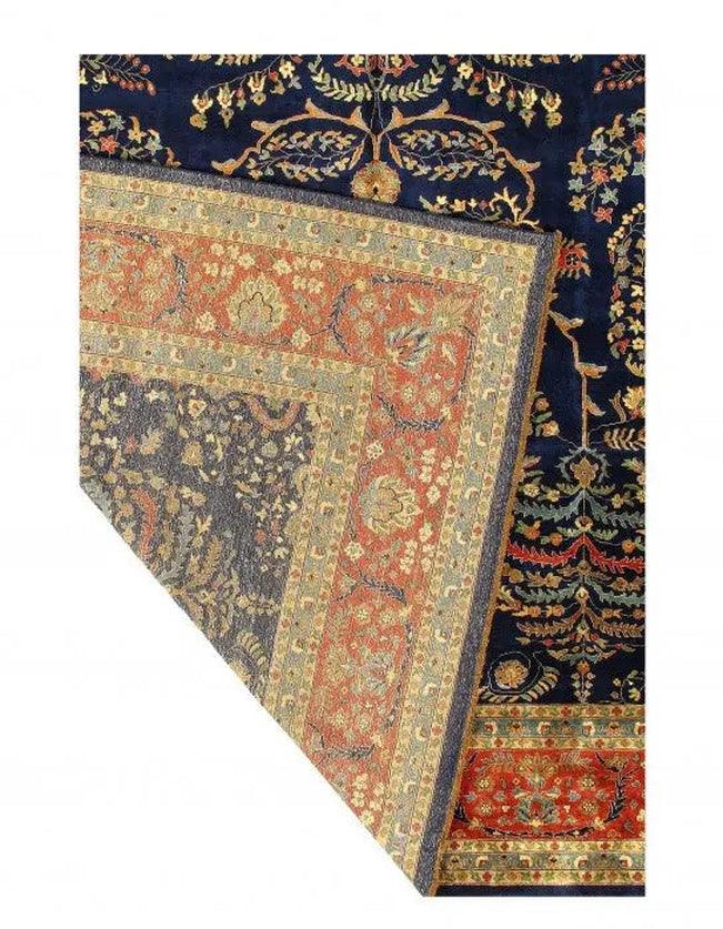 Canvello Navy Blue Fine Hand Knotted Silkroad sarouk Design 12'4'' X 17'8''