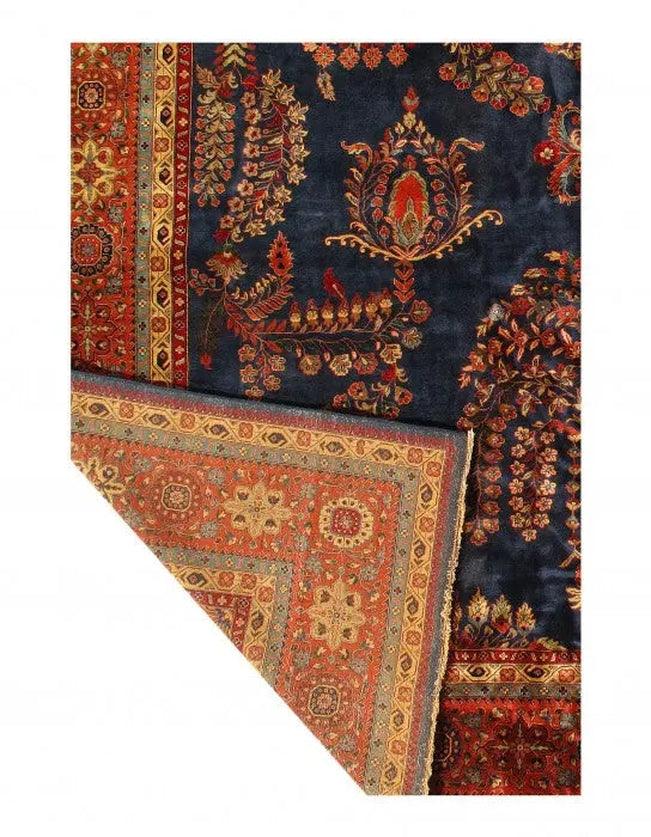 Canvello Navy Blue Persain Hand Knotted Sarouk Design 12' X 18'