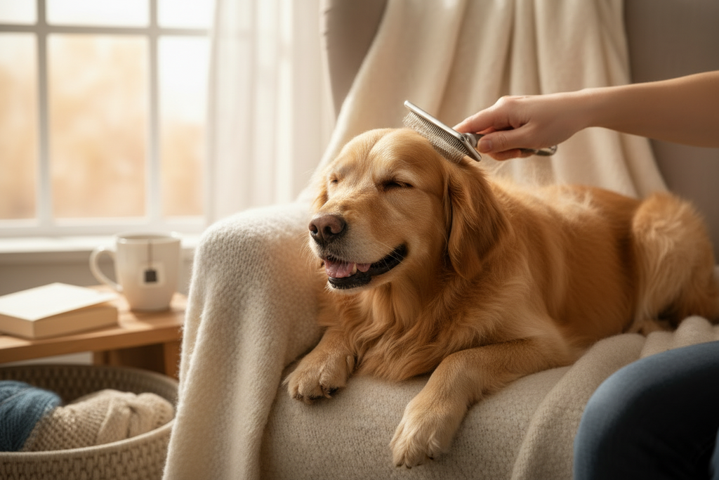 Top Paw Self-Cleaning Soft Bristle Slicker Grooming Pet Brush