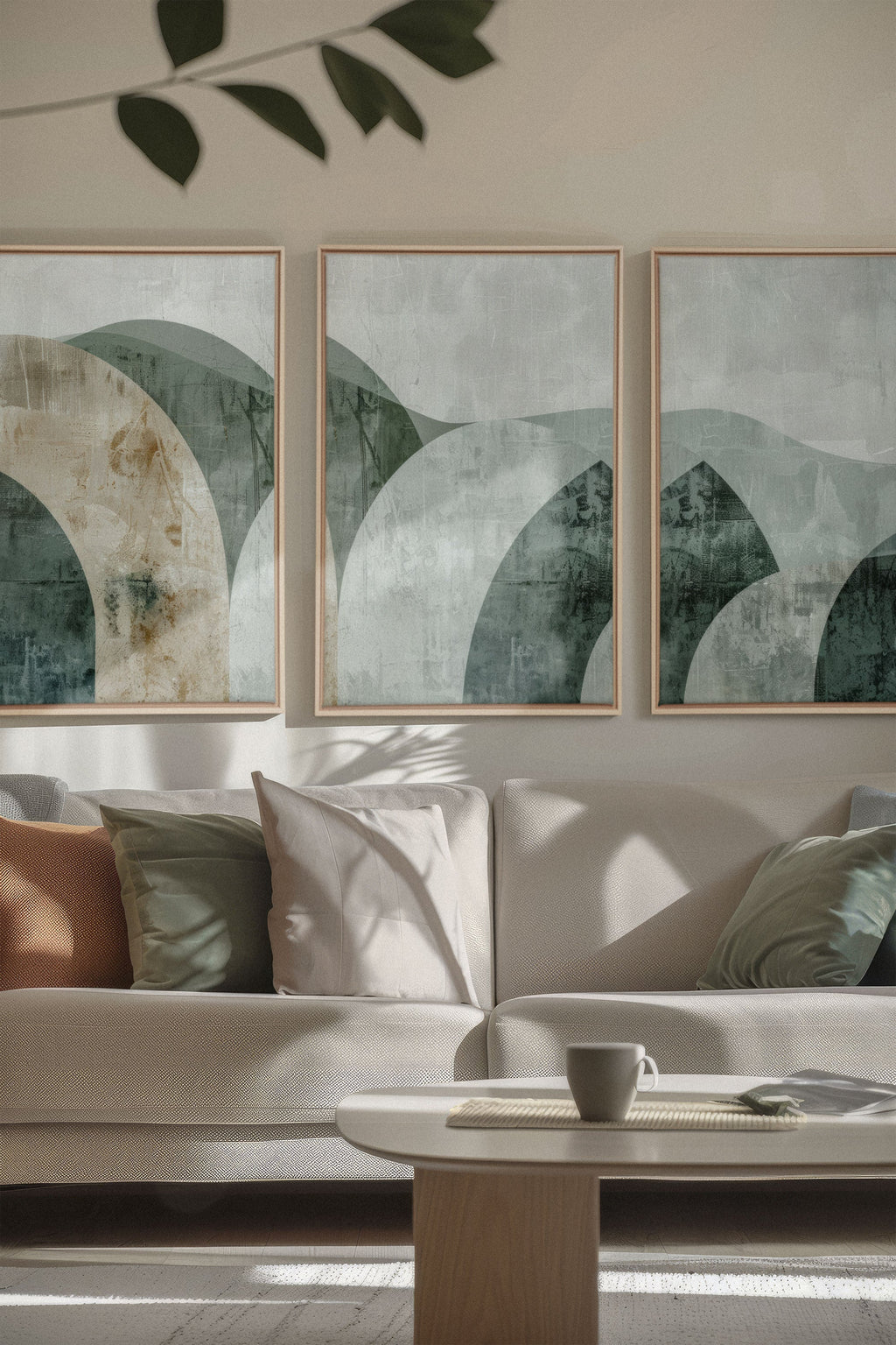 GREEN ELEGANCE TRIO (3 Oeuvres sur toile étirée)